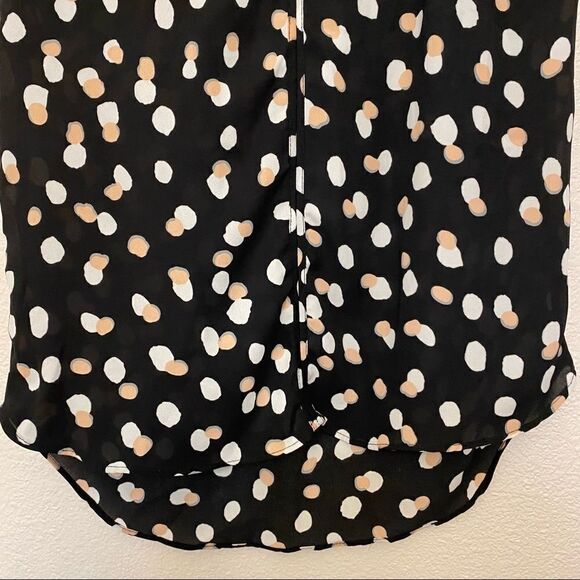 PHILOSOPHY black print Sheer Flowy Blouse Top cuffed sleeves XS - Picture 4 of 11